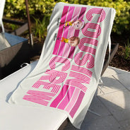 Custom Photo Funny Cousin Crew Retro Stripe - Personalized Beach Towel