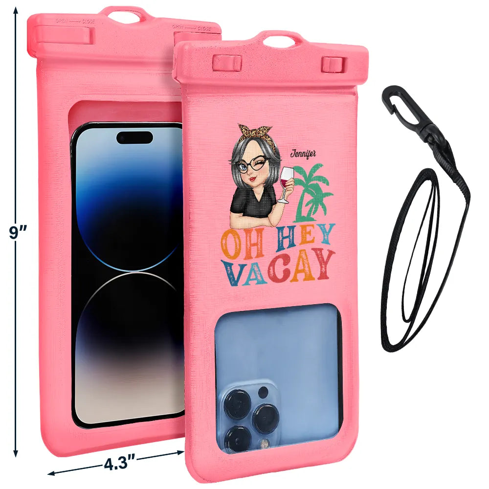 Oh Hey Vacay Turban Woman Summer Beach - Personalized Waterproof Phone Pouch