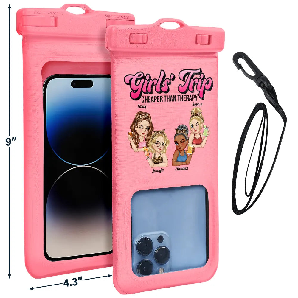 Girls Trip Cheaper Than Therapy Turban Woman Summer Beach - Personalized Waterproof Phone Pouch