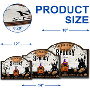 Home Haunted Home Enter At Your Own Risk - Halloween, Birthday, Home Warming, Funny Gift For Dog Lovers, Cat Lovers - Personalized Custom Shaped Wood Sign