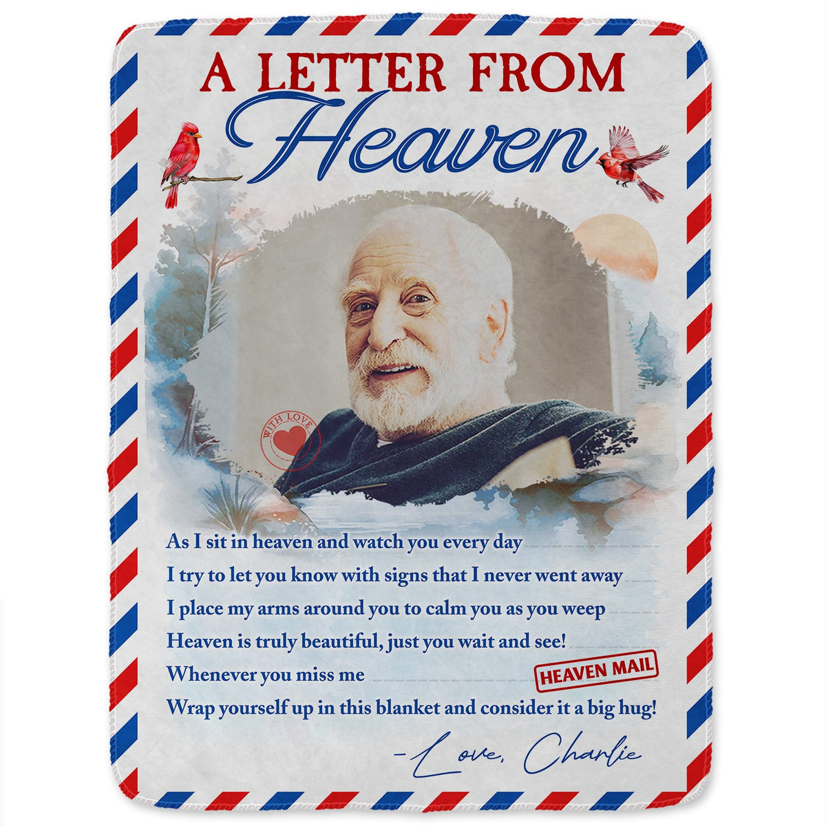 Custom Photo A Letter From Heaven Wrap Yourself Up - Memorial Gift For Family, Friend, Pet Lover - Personalized Fleece Blanket