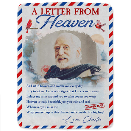 Custom Photo A Letter From Heaven Wrap Yourself Up - Memorial Gift For Family, Friend, Pet Lover - Personalized Fleece Blanket