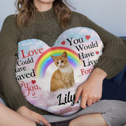 Custom Photo A Piece Of My Heart - Memorial Gift For Cat Lovers, Dog Lovers - Personalized Heart Shaped Pillow