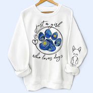 Just A Girl Who Loves Dogs Cats Night Sky - Birthday, Loving Gift For Dog Lover, Cat Mom, Pet Mum - Personalized Unisex Sweatshirt With Design On Sleeve
