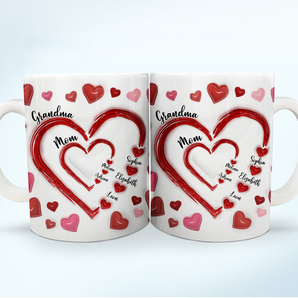 Mom's Grandma's Sweethearts - Gift For Mother, Grandmother - 3D Inflated Effect Printed Mug, Personalized White Edge-to-Edge Mug