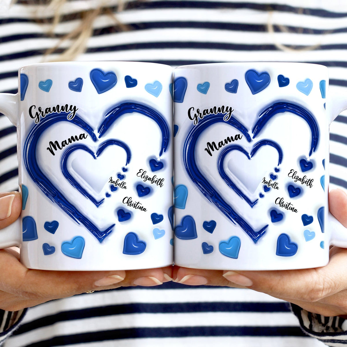 Mom's Grandma's Sweethearts - Gift For Mother, Grandmother - 3D Inflated Effect Printed Mug, Personalized White Edge-to-Edge Mug