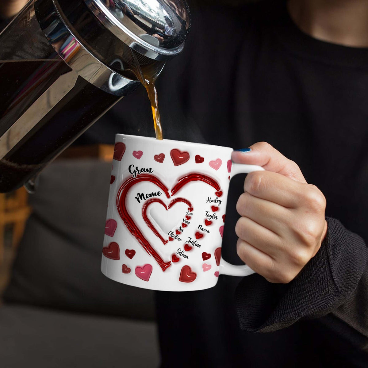 Mom's Grandma's Sweethearts - Gift For Mother, Grandmother - 3D Inflated Effect Printed Mug, Personalized White Edge-to-Edge Mug