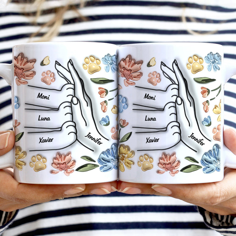 High Five Paw And Hand - Gift For Cat Mom, Cat Lover, Mother, Pet Lovers - 3D Inflated Effect Printed Mug, Personalized White Edge-to-Edge Mug