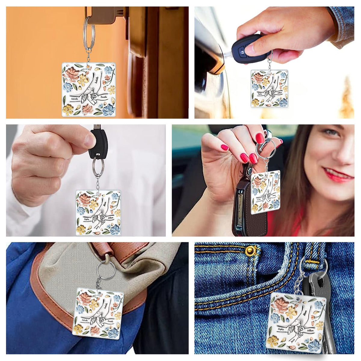 Hand In Hand, I Will Always Protect You - Gift For Mom, Grandma - Personalized 3D Inflated Effect Printed Acrylic Keychain