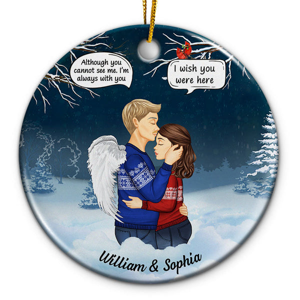 Christmas Family Couple I Miss You - Memorial Gift For Couples - Personalized Custom Circle Ceramic Ornament