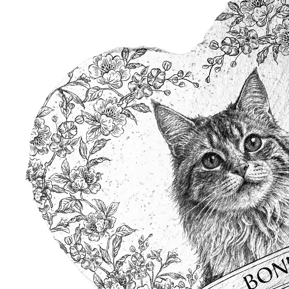 Pet Lovers,Pet Mom,Pet Dad,Dog Lovers,Dog Mom,Dog Dad,Cat Lovers,Cat Mom,Cat Dad,Custom Photo,Memorial,Sad - Custom Photo Pencil Sketch Forever Loved Dog Cat Portrait - Personalized Heart Memorial Garden Stone