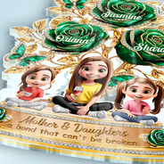 Gift For Mother,Gift For Grandma,Gift For Daughter,Mom - Daughters (Adult),Love - Mother & Daughter A Bond That Can't Be Broken Flower - Personalized Custom Shaped Acrylic Plaque