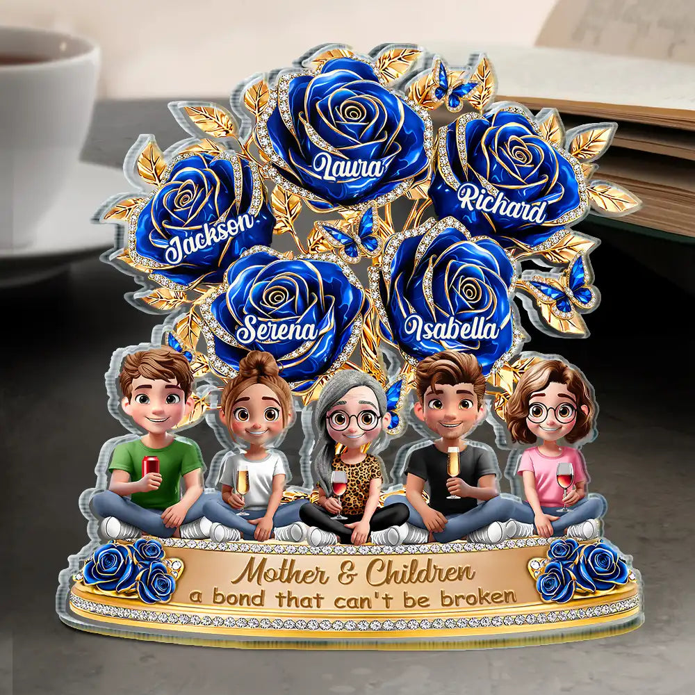 Gift For Mother,Gift For Grandma,Gift For Daughter,Mom - Daughters (Adult),Love - Mother & Daughter A Bond That Can't Be Broken Flower - Personalized Custom Shaped Acrylic Plaque