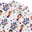 Gift For Father,Gift For Grandpa,Gift For Mother,Gift For Grandma,Happy,Baseball,Independence Day,Photo,Icon - Custom Photo Stars & Stripes Best Baseball Mom Dad Ever - Personalized Hawaiian Shirt