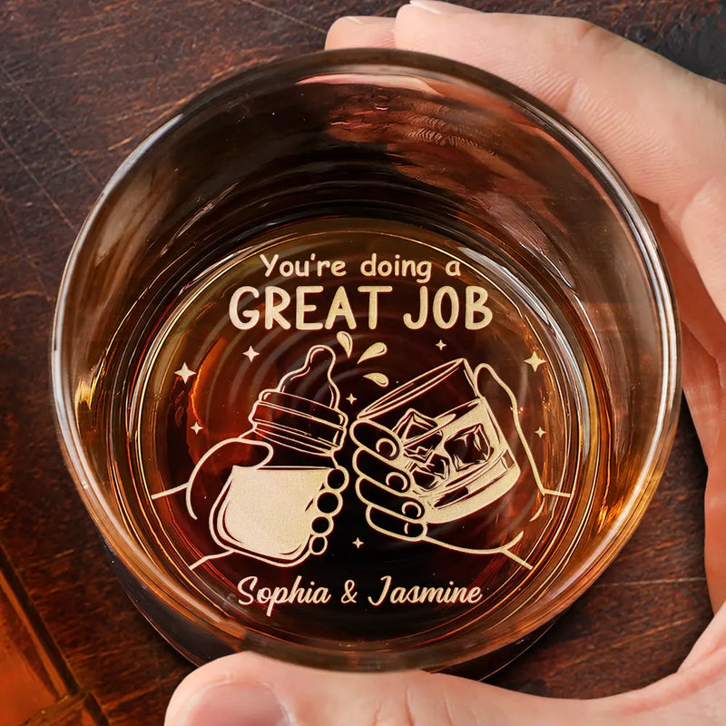 Gift For Grandpa,Gift For Father,New Dad,Non-Eng,Calendar,Icon,Proud - Calendar The Day You Became My Daddy Mommy - Personalized Engraved Whiskey Glass