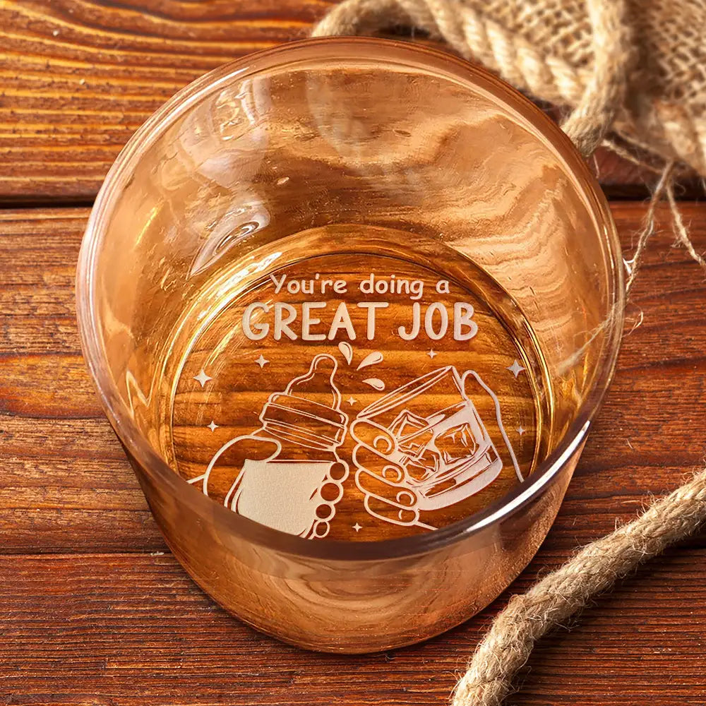 Gift For Grandpa,Gift For Father,New Dad,Non-Eng,Calendar,Icon,Proud - Calendar The Day You Became My Daddy Mommy - Personalized Engraved Whiskey Glass