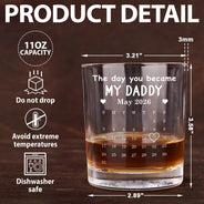 Gift For Grandpa,Gift For Father,New Dad,Non-Eng,Calendar,Icon,Proud - Calendar The Day You Became My Daddy Mommy - Personalized Engraved Whiskey Glass