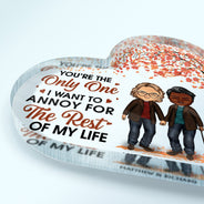 Family Chibi Couple Annoy For The Rest Of My Life - Gift For Couples - Personalized Custom Heart Shaped Acrylic Plaque