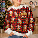 Christmas,Custom Photo,Family,Cut-Face Photo,Happy - Custom Photo The Cookie Crew Family - Personalized Unisex Ugly Sweater