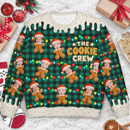 Christmas,Custom Photo,Family,Cut-Face Photo,Happy - Custom Photo The Cookie Crew Family - Personalized Unisex Ugly Sweater