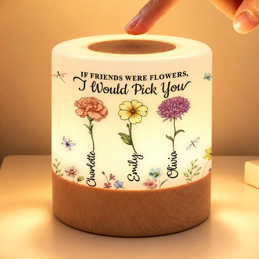 Afro Besties,Gift For Bestie,Icon,Sentimental - Birthday Gift For Best Friend - Personalized Birth Flower Takes Time To Grow An Old Friend Touch Night Light