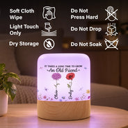 Afro Besties,Gift For Bestie,Icon,Sentimental - Birthday Gift For Best Friend - Personalized Birth Flower Takes Time To Grow An Old Friend Touch Night Light