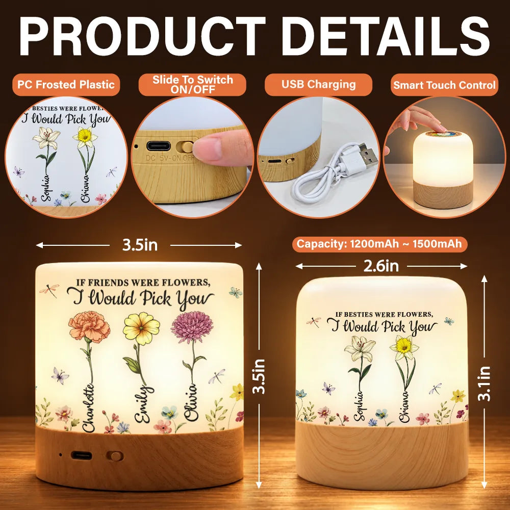 Afro Besties,Gift For Bestie,Icon,Sentimental - Birthday Gift For Best Friend - Personalized Birth Flower Takes Time To Grow An Old Friend Touch Night Light