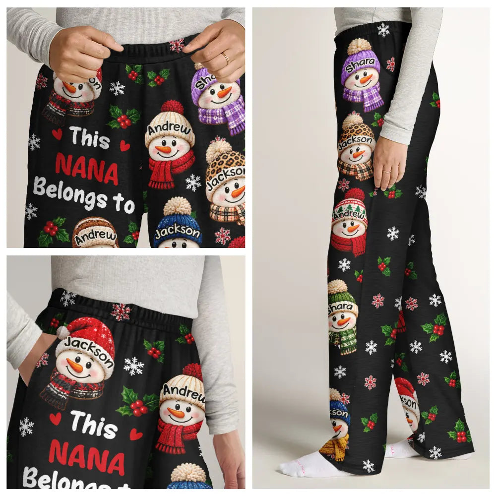 Christmas,Gift For Grandpa,Gifts For Him,Happy,Icon - Christmas Gift For Grandpa Papa - Personalized Grandkids Snowman Pajama Pants