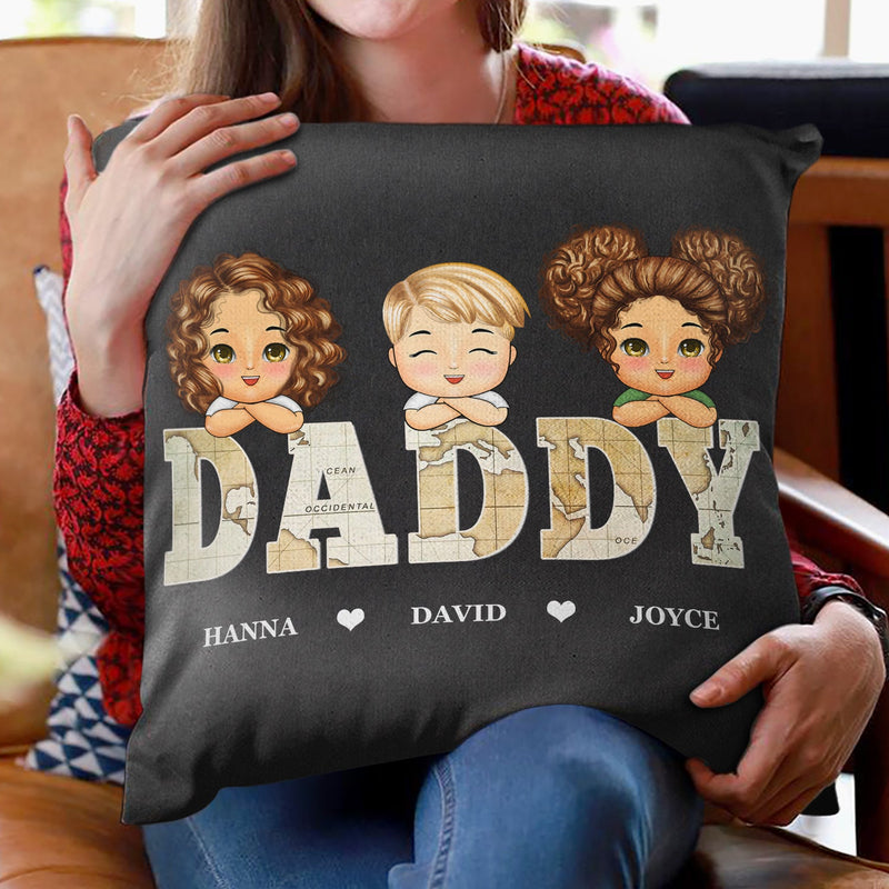Vintage Map Papa Title - Birthday, Loving Gift For Dad, Father, Papa, Grandpa, Grandfather - Personalized Custom Pillow