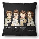 Vintage Map Papa Title - Birthday, Loving Gift For Dad, Father, Papa, Grandpa, Grandfather - Personalized Custom Pillow