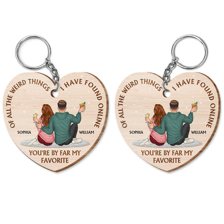 Of All The Weird Things - Gift For Couples, Husband, Wife - Personalized Wooden Keychain