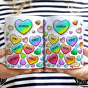 Grandma's Sweethearts Heart By Heart - Gift For Nana, Mom, Mama - 3D Inflated Effect Printed Mug, Personalized White Edge-to-Edge Mug