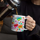 Grandma's Sweethearts Heart By Heart - Gift For Nana, Mom, Mama - 3D Inflated Effect Printed Mug, Personalized White Edge-to-Edge Mug