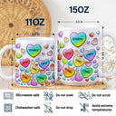 Grandma's Sweethearts Heart By Heart - Gift For Nana, Mom, Mama - 3D Inflated Effect Printed Mug, Personalized White Edge-to-Edge Mug