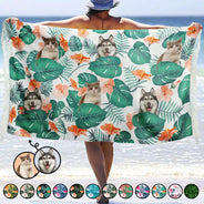 Custom Photo Funny Family Pet Face - Personalized Turkish Beach Towel