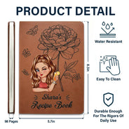 Birth Month Flowers Sketch Cooking Recipe Book - Personalized Leather Journal