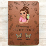 Grandma Mom Auntie Butterfly Recipe Cookbook - Personalized Leather Journal