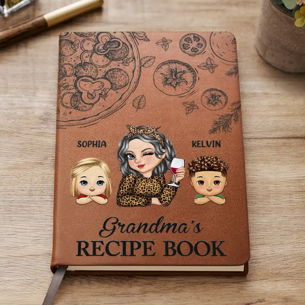 Grandma's Recipe Cookbook - Personalized Leather Journal