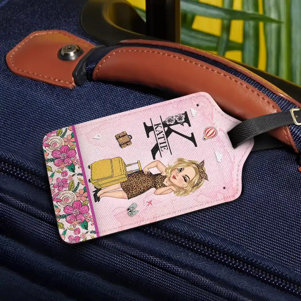 Monogram Floral Tropical Girl - Personalized Luggage Tag