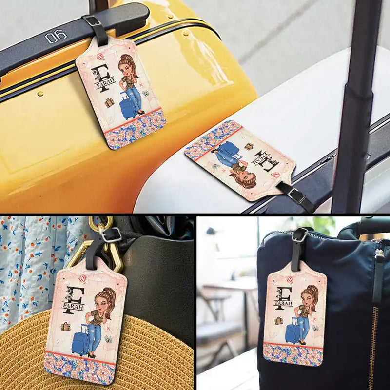 Monogram Floral Tropical Girl - Personalized Luggage Tag
