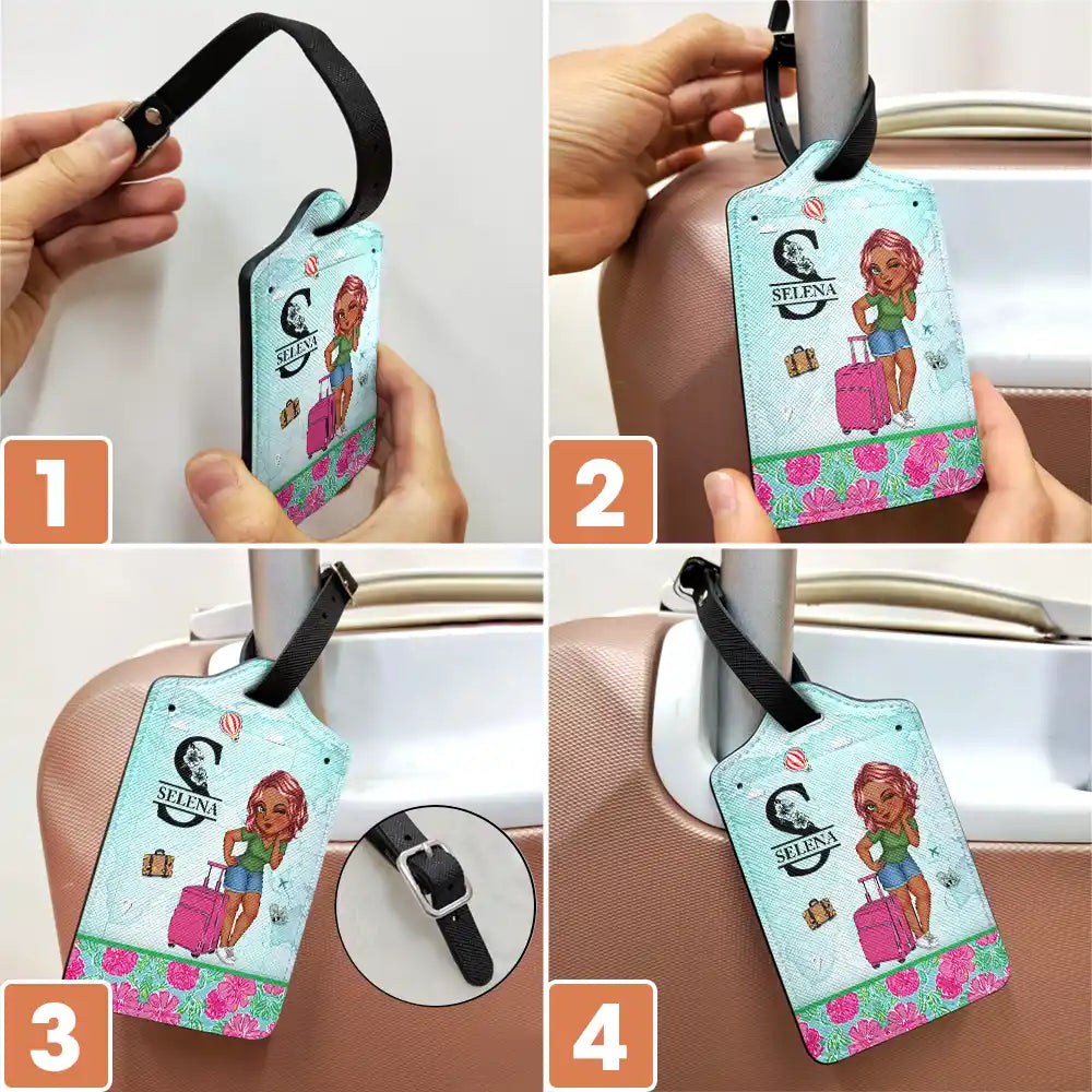 Monogram Floral Tropical Girl - Personalized Luggage Tag