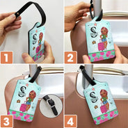 Monogram Floral Tropical Girl - Personalized Luggage Tag