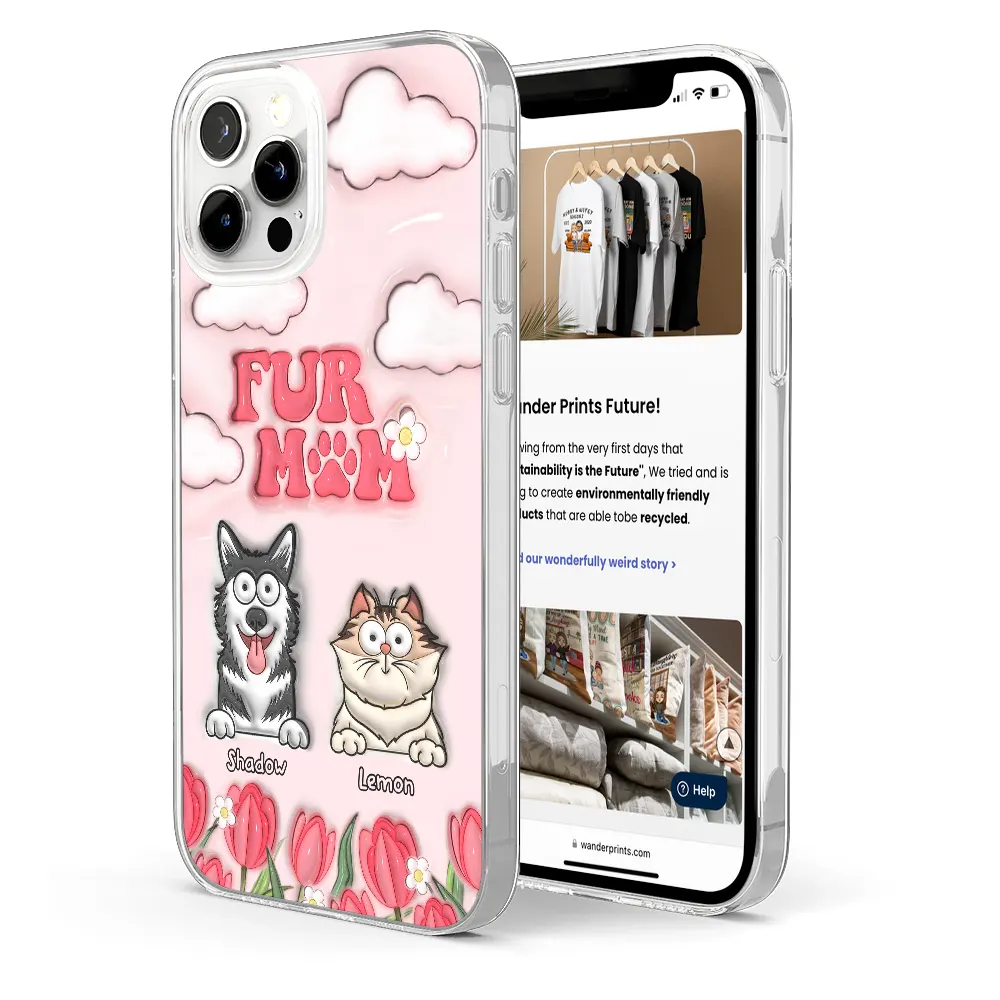 Dog Mom Cat Mom Fur Mom Flower - 3D Inflated Effect Printed Personalized Clear Phone Case