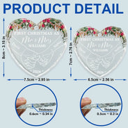 Holding Hands First Christmas Couple - Personalized Heart Shaped Glass Ornament