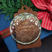 Gift For Couples - Couples Anniversary - Personalized Circle Glass Ornament