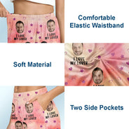 Gift For Couples, Gift For Husband, Gift For Wife ,Gift For Boyfriend, Gift For Girlfriend - Custom Photo Funny I Love My Lover - Personalized Pajama Shorts