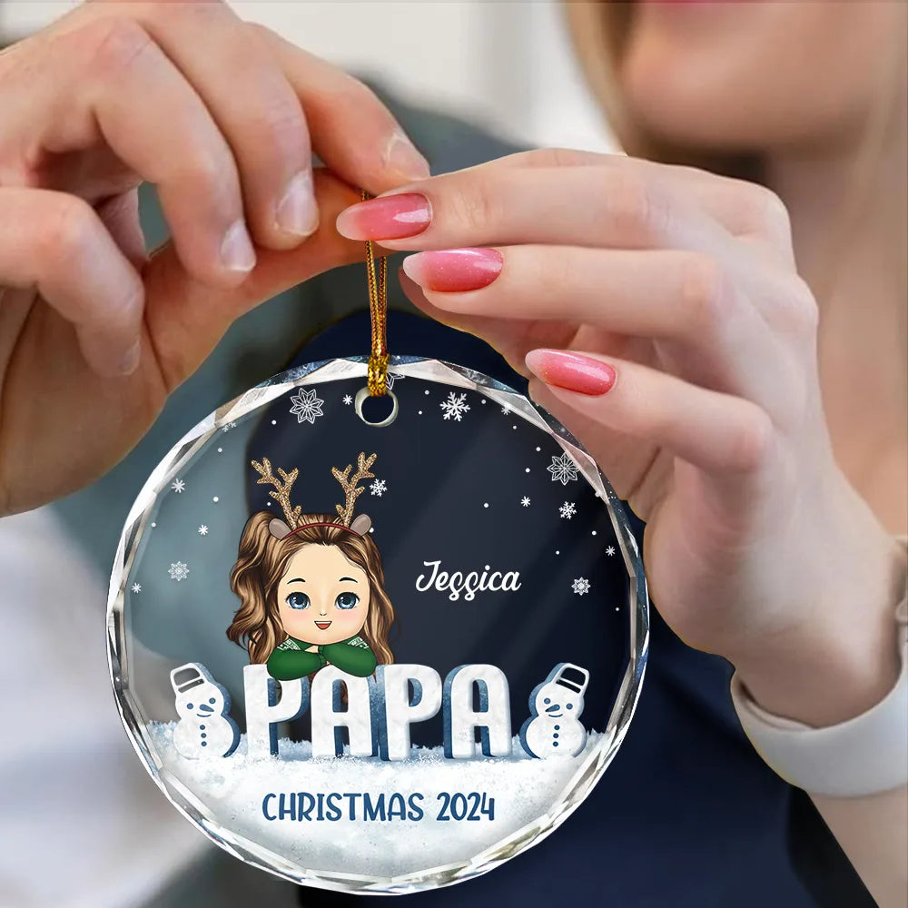 Family, Gift For Grandparents - Nana Papa Grandkids Christmas Grandparents - Personalized Circle Glass Ornament