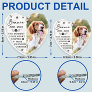Christmas,Custom Photo,Memorial,Pet Lovers,Dog Lovers,Cat Lovers,Sad - Custom Photo Memorial Missed Beyond Words - Personalized Heart Shaped Glass Ornament