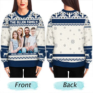 Christmas,Family,Parents,Gift For Kids,Custom Photo,Happy - Custom Photo Family Merry Christmas - Personalized Unisex Ugly Sweater