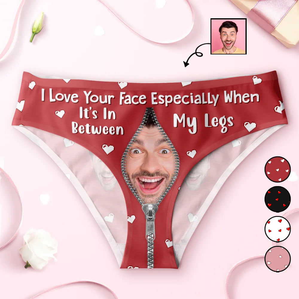 Custom Photo I Love Your Face - Personalized Women's Low-waisted Brief